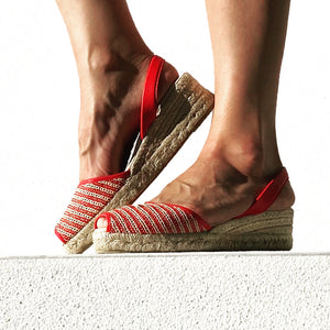 Palma Low Jute Wedge Espadrilles in Red