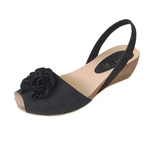 Adoria Cork Wedge in Black