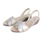 Marbella Avarcas Cork Wedge in Metallic Pearl