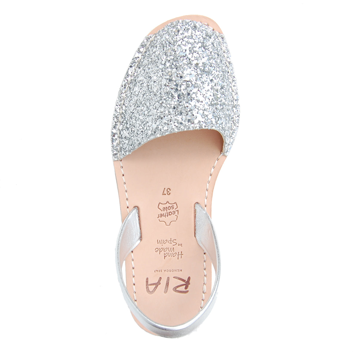Joan Glitter Menorcan Avarcas Sandals in Silver