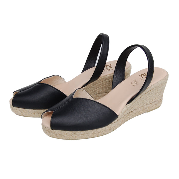 Linda Comfort Espadrille Wedge in Black