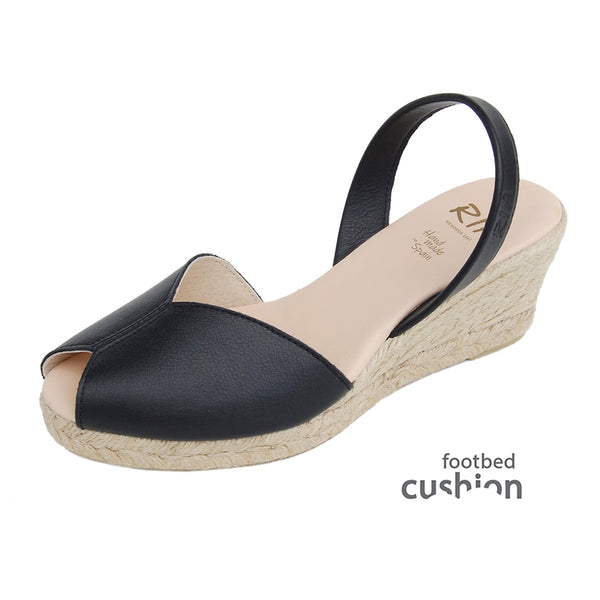 Linda Comfort Espadrille Wedge in Black