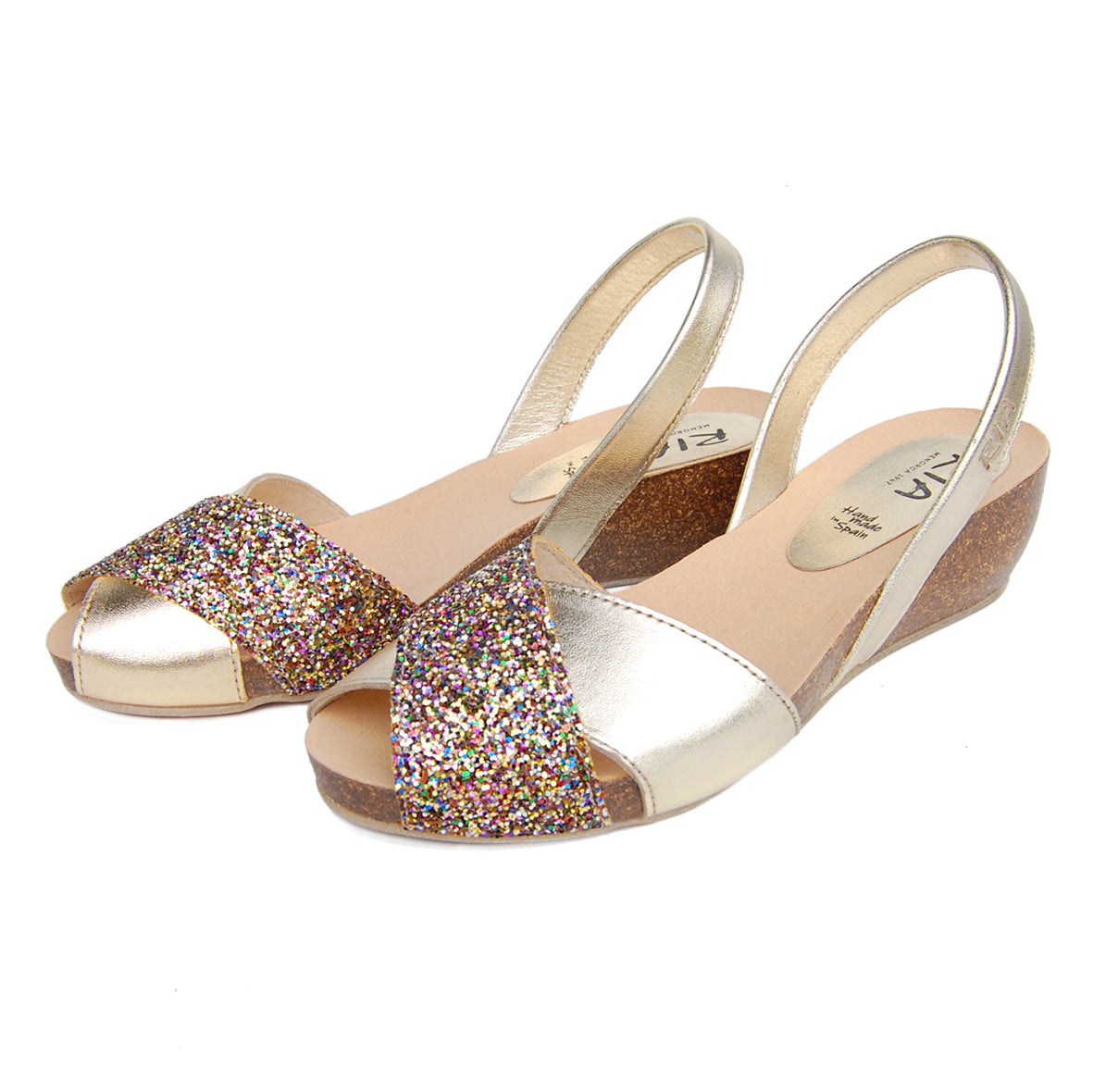 Stella Cork Wedge in Confetti Glitter & Gold