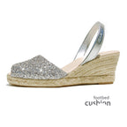 Avarcas Glitter Wedge Espadrilles Lluna in Silver
