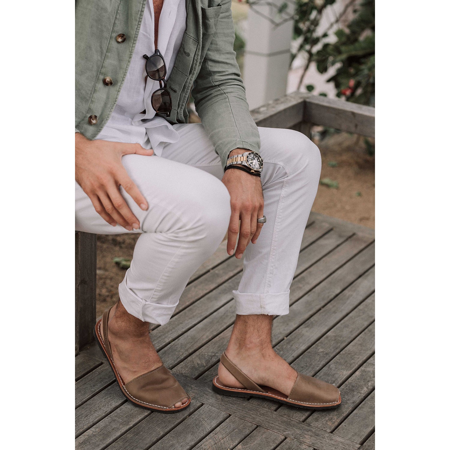 Mens Avarcas Menorcan Sandals Torres in Putty