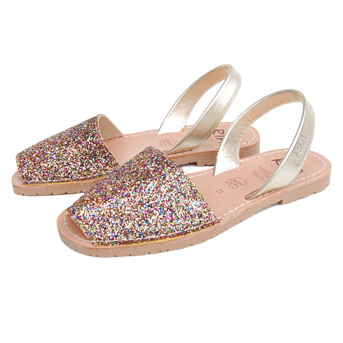 Joan Glitter Menorcan Avarcas Sandals in Confetti