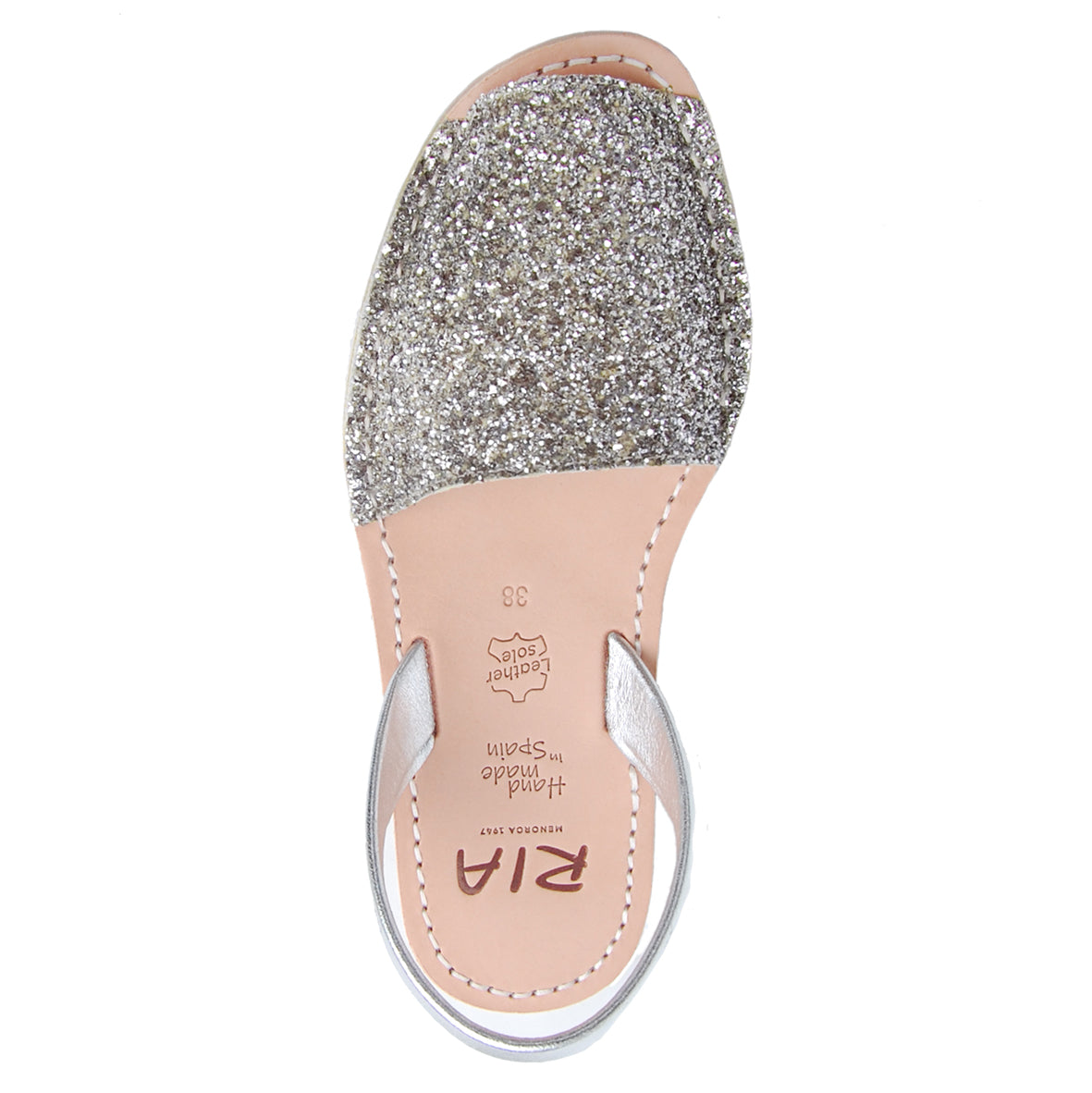 Joan Glitter Menorcan Avarcas Sandals in Pewter