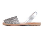 Joan Glitter Menorcan Avarcas Sandals in Pewter