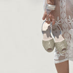 Avarcas Glitter Wedge Espadrilles Lluna in Champagne