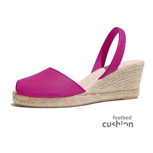 Espadilles Wedge Sandals in Pink with comfort Footbed