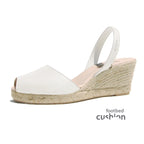 white shoes with jute espadrille wedge for summer