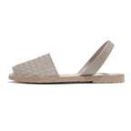 Beige sandal with braided design in leather