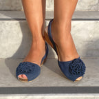 Adoria Cork Wedge in Navy