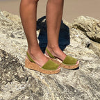 Chorco Cork Wedge in Moss Green
