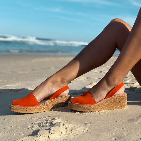 Chorco Cork Wedge in Orange