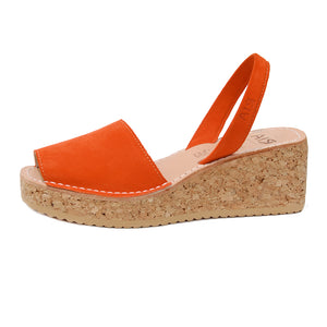 Spanish Shoe with Cork heel in bright Orange