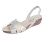 Marbella Avarcas Cork Wedge in Metallic Pearl