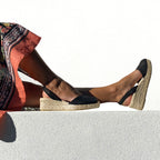 Prado Low Jute Wedge Espadrilles in Black