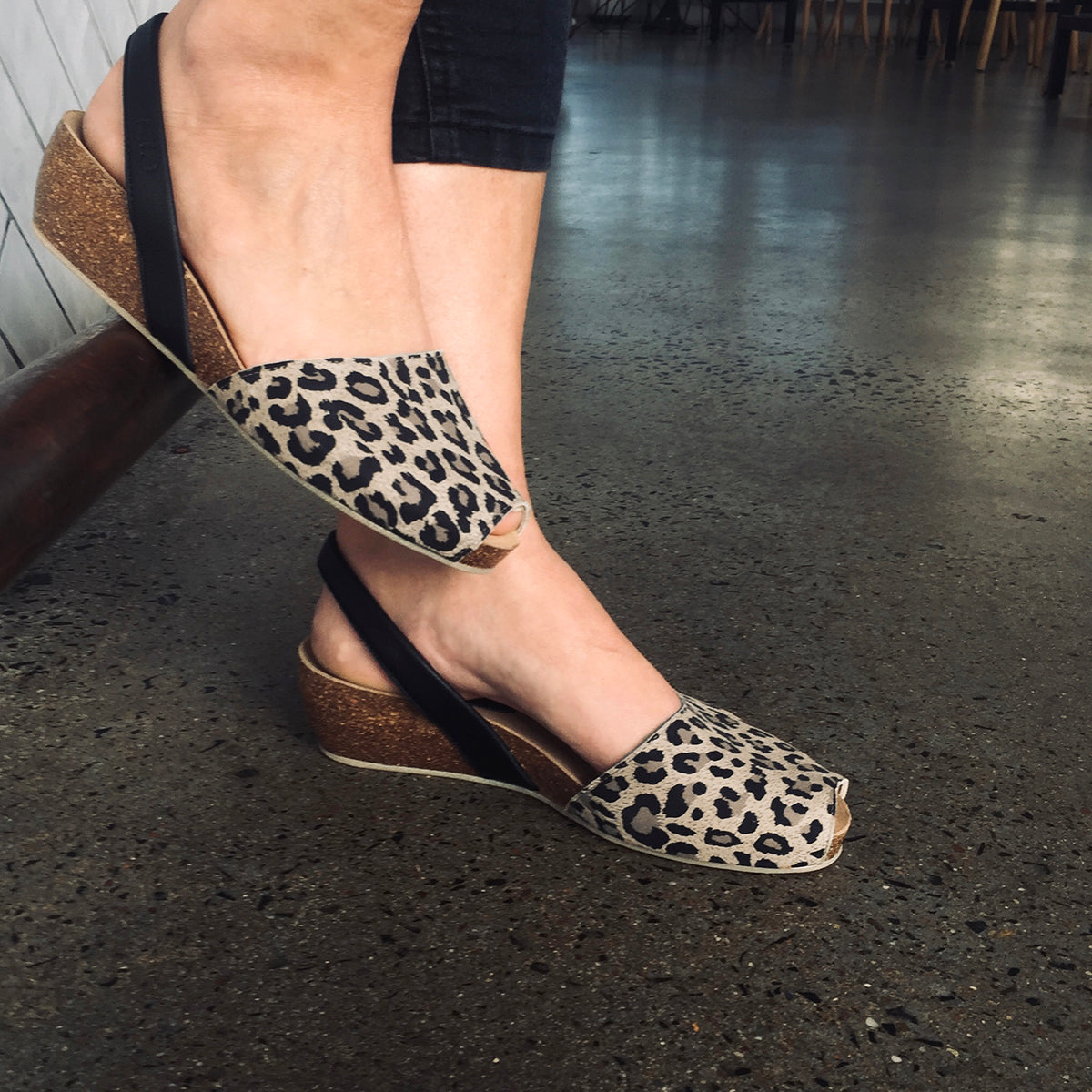 Avarcas Cork Wedge Cardona in Panther