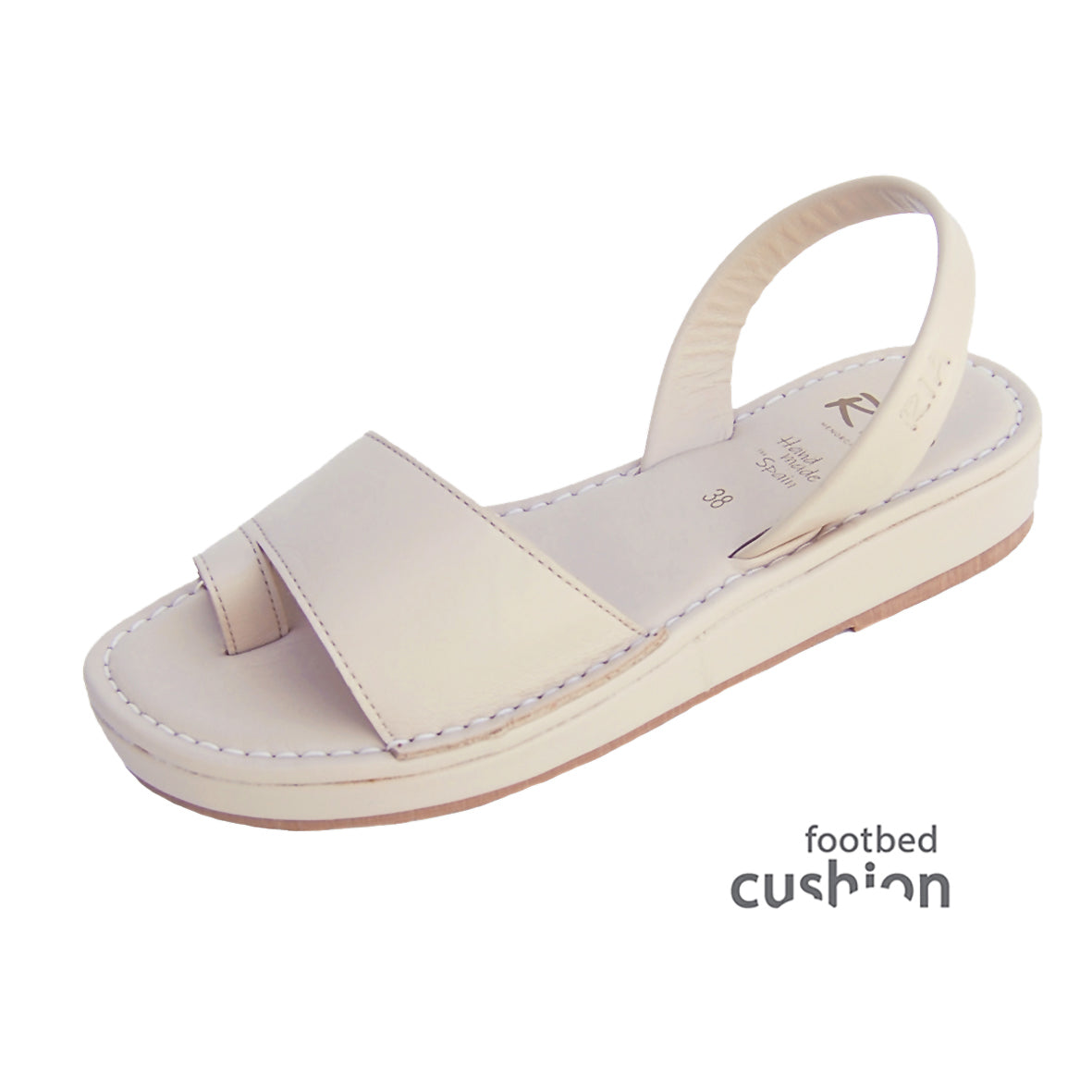 Roma Cushioned Avarcas Sandals in Cream