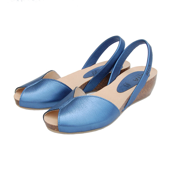 Rosalia Avarcas Cork Wedge in Blue