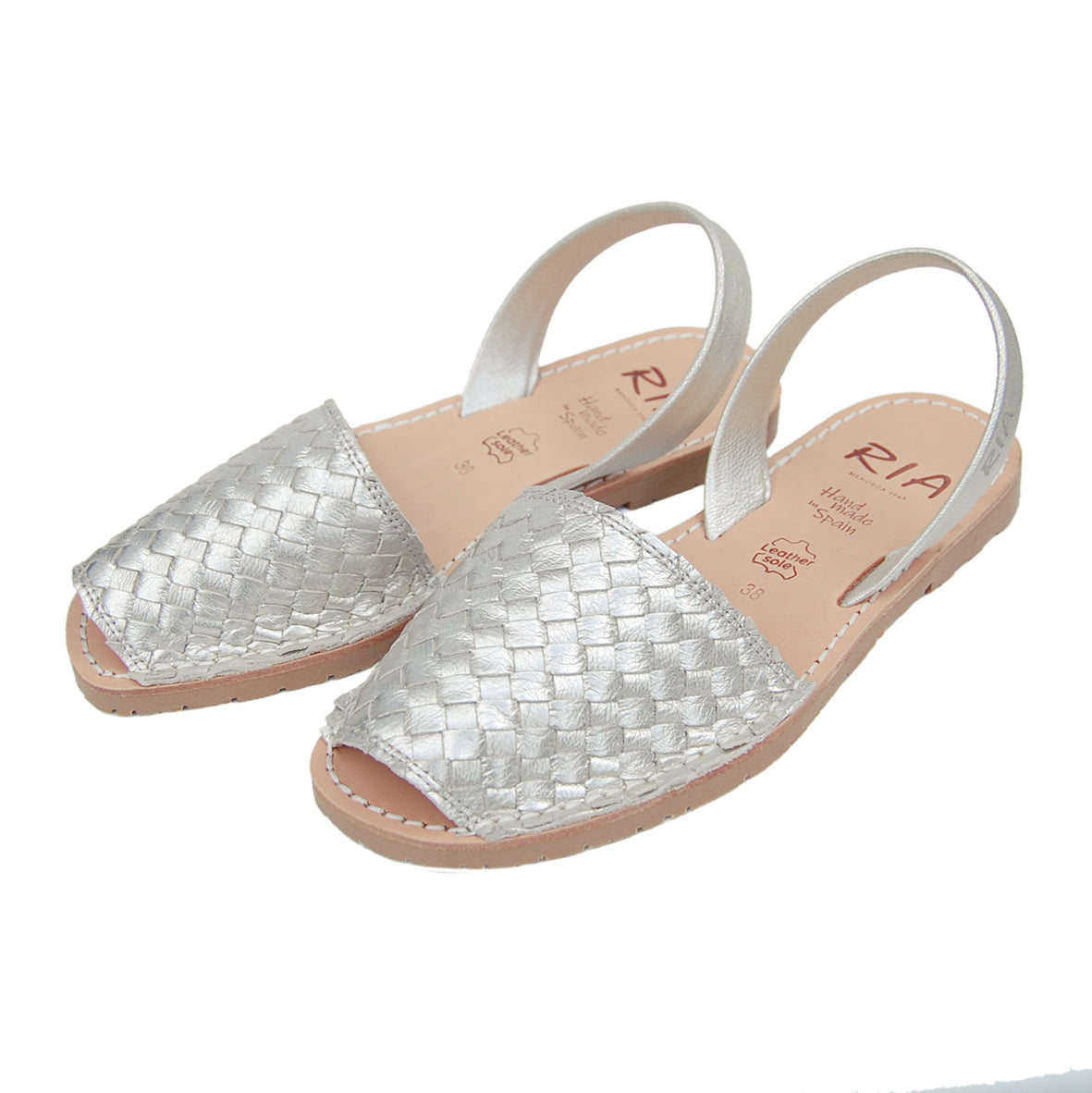 Viva Avarcas Braided Sandals in Metallic Pearl