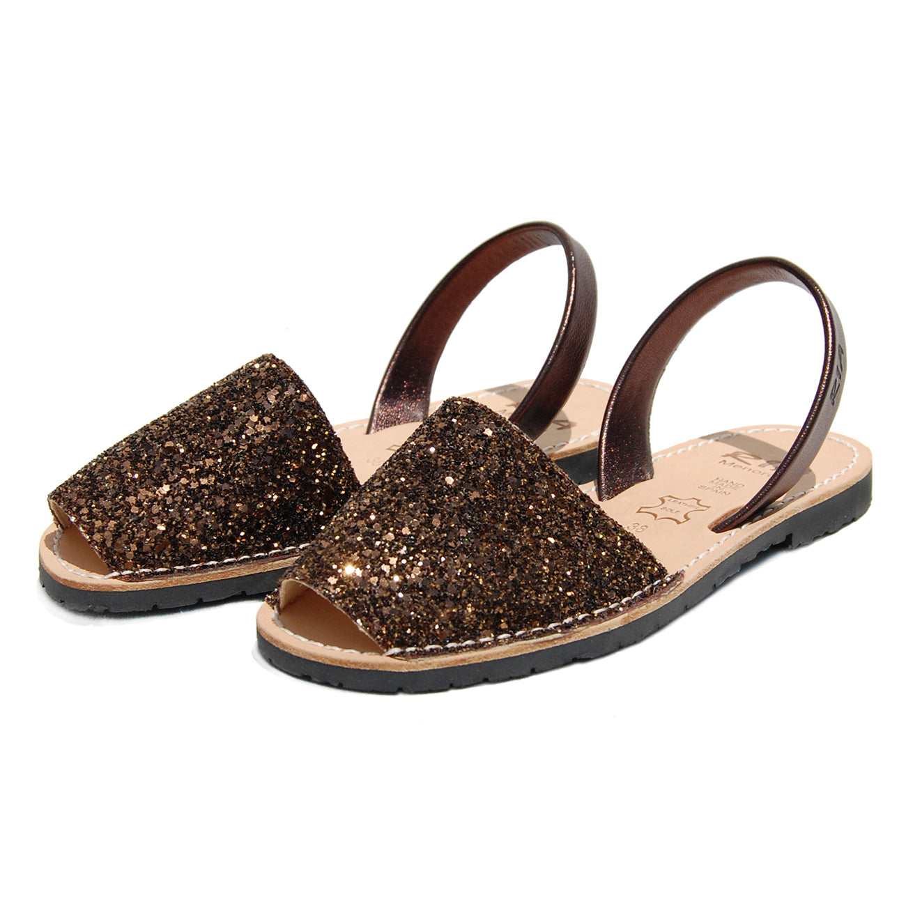 Joan Glitter Menorcan Avarcas Sandals in Bronze