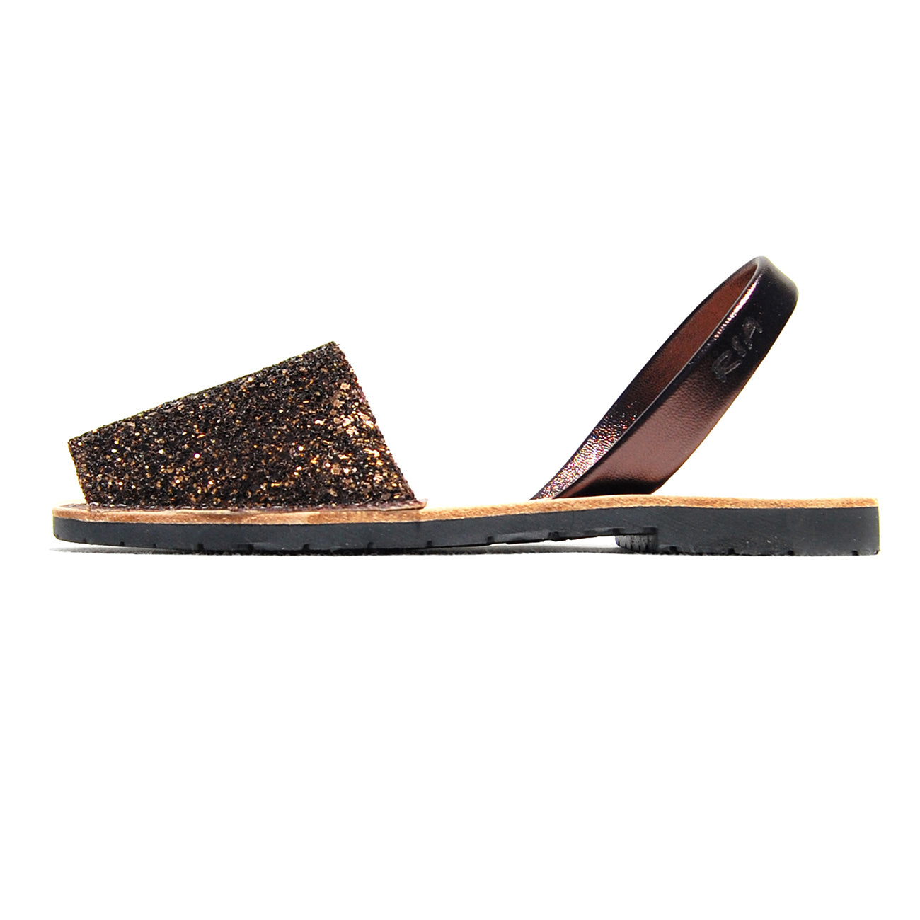 Avarcas Glitter Bronce Ria Menorcan Sandals Joan Glitter Shoe Sideview.jpg