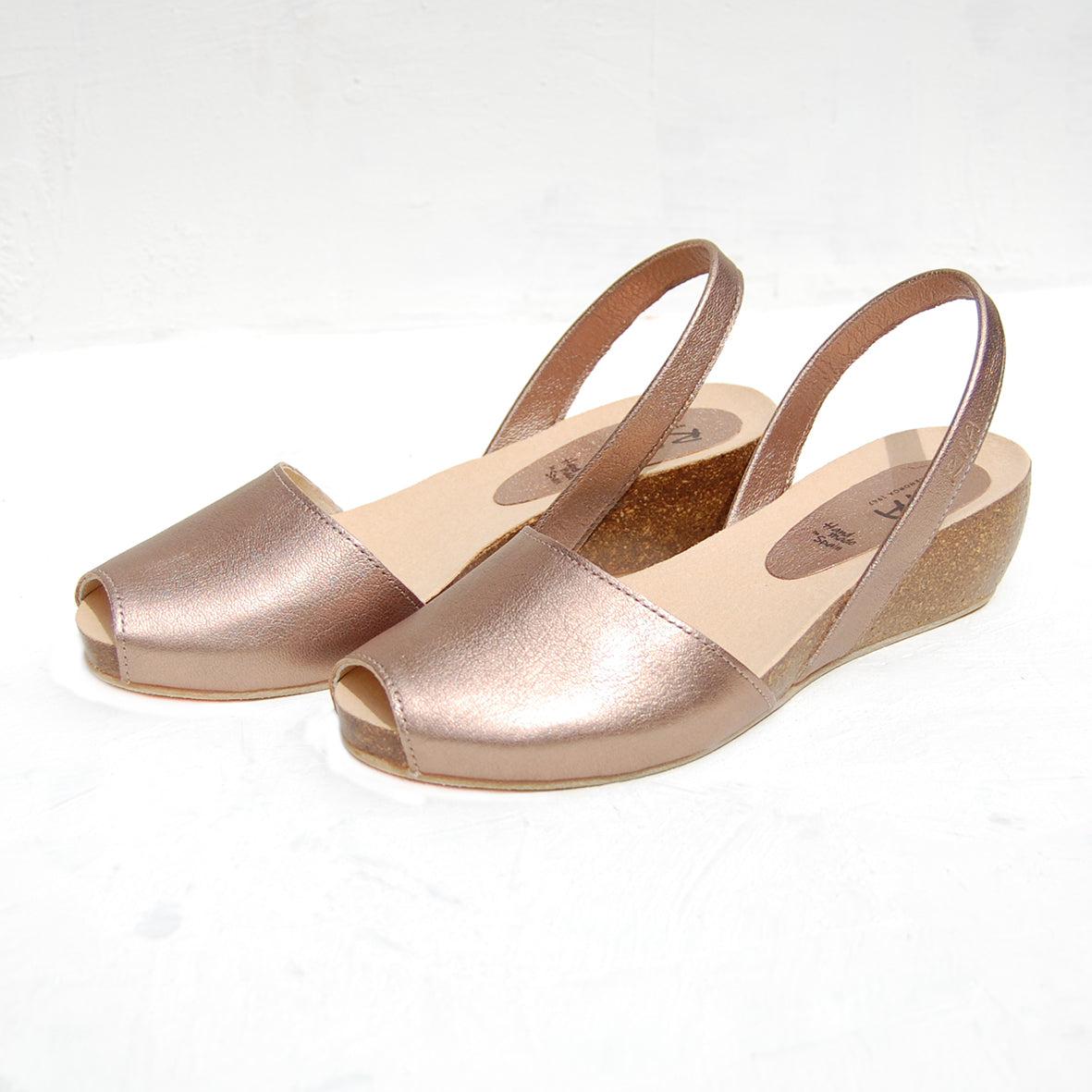 Turo Avarcas Cork Wedge in Rosegold