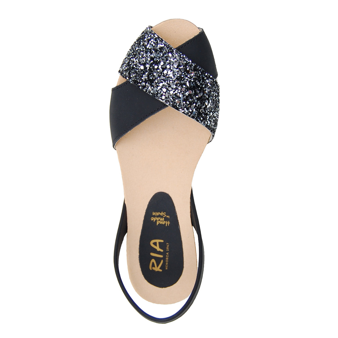 Stella Cork Wedge in Night Black Glitter