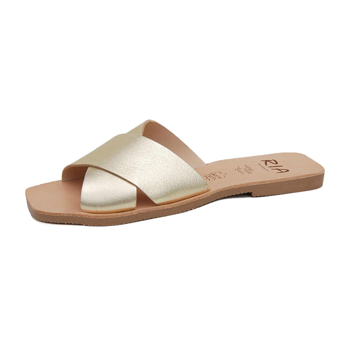 Eterna Spanish Leather Slide in Bubbly Gold