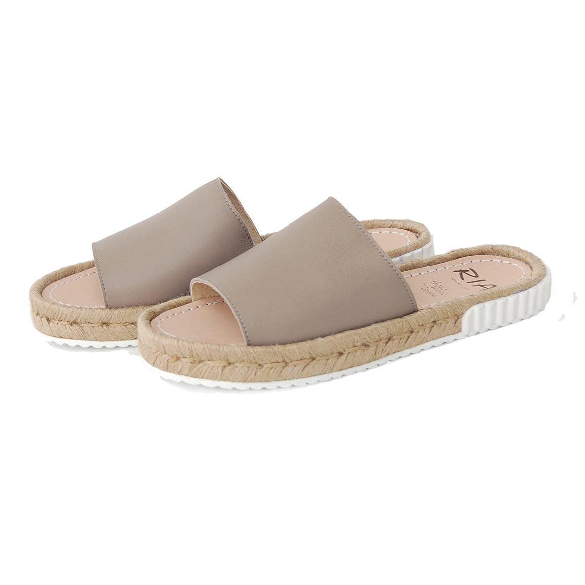 Feliz Spanish Leather Slides in Putty