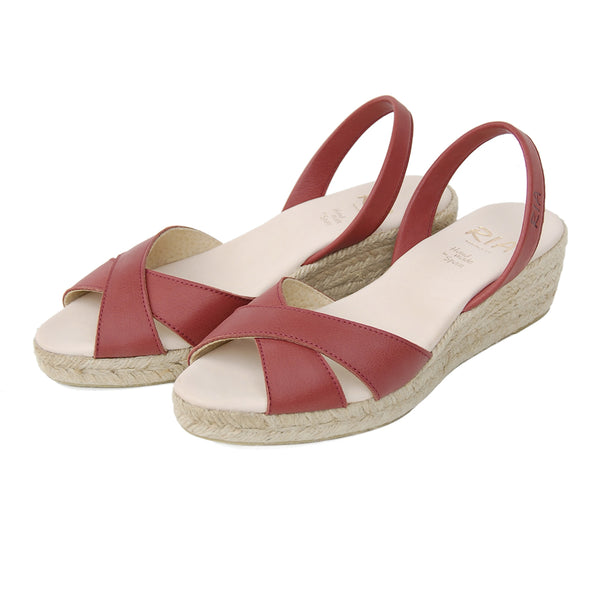 Loretta Low Jute Wedge Espadrilles in Red