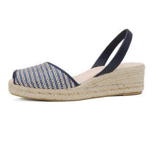 Palma Low Jute Wedge Espadrilles in Navy