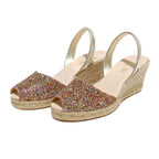 Avarcas Glitter Wedge Espadrilles Lluna in Confetti