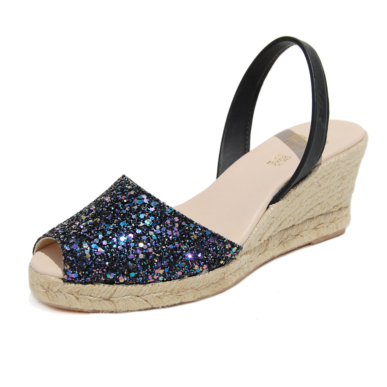 Avarcas Glitter Wedge Espadrilles Lluna in Opal