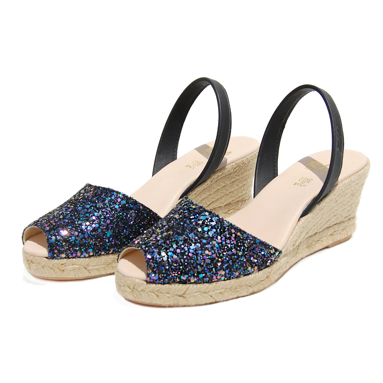 Avarcas Glitter Wedge Espadrilles Lluna in Opal