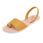 Yellow Summer Flat Sandals in Leather