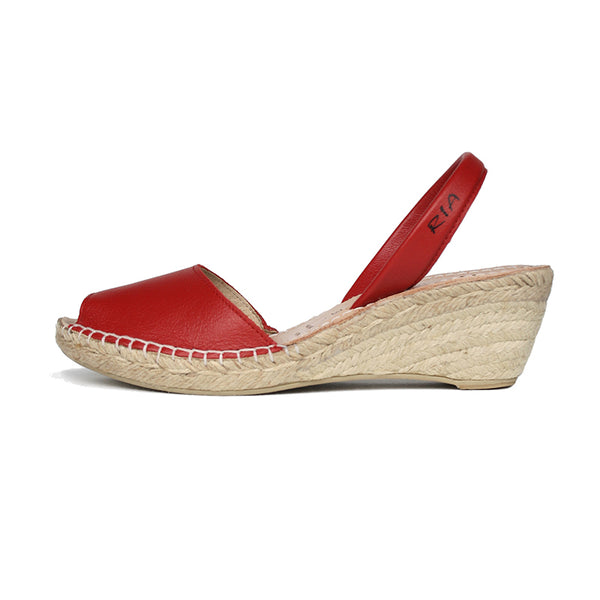 Red espadrilles with jute wedge from ria shoes