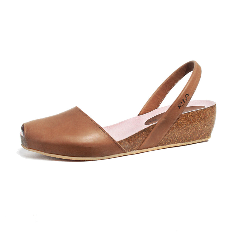 Avarcas Cork Wedge Cardona in Chestnut Tan