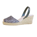 Avarcas Glitter Wedge Espadrilles Lluna in Charcoal