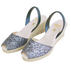 Avarcas Glitter Wedge Espadrilles Lluna in Charcoal