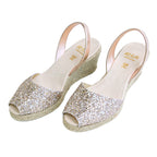 Avarcas Glitter Wedge Espadrilles Lluna in Rose Gold