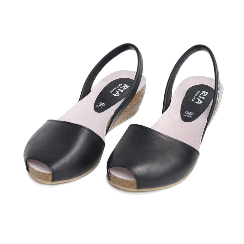 Avarcas Cork Wedge Cardona in Black