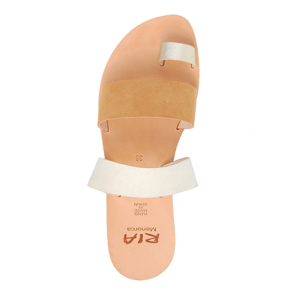 Rico Spanish Slides in White and Camel