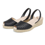 Trenza Low Jute Wedge Espadrilles in Black