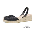Trenza Low Jute Wedge Espadrilles in Black