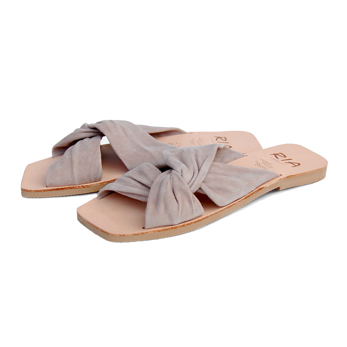 Thalia Spanish Leather Slide in Stone