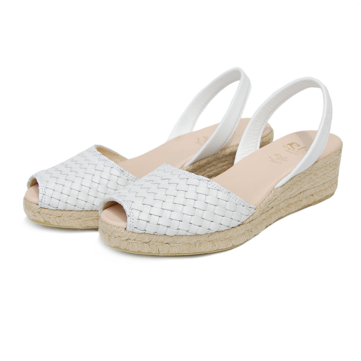 Trenza Low Jute Wedge Espadrilles in White