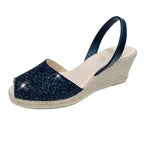 Lluna Glitter Wedge Espadrilles in Black